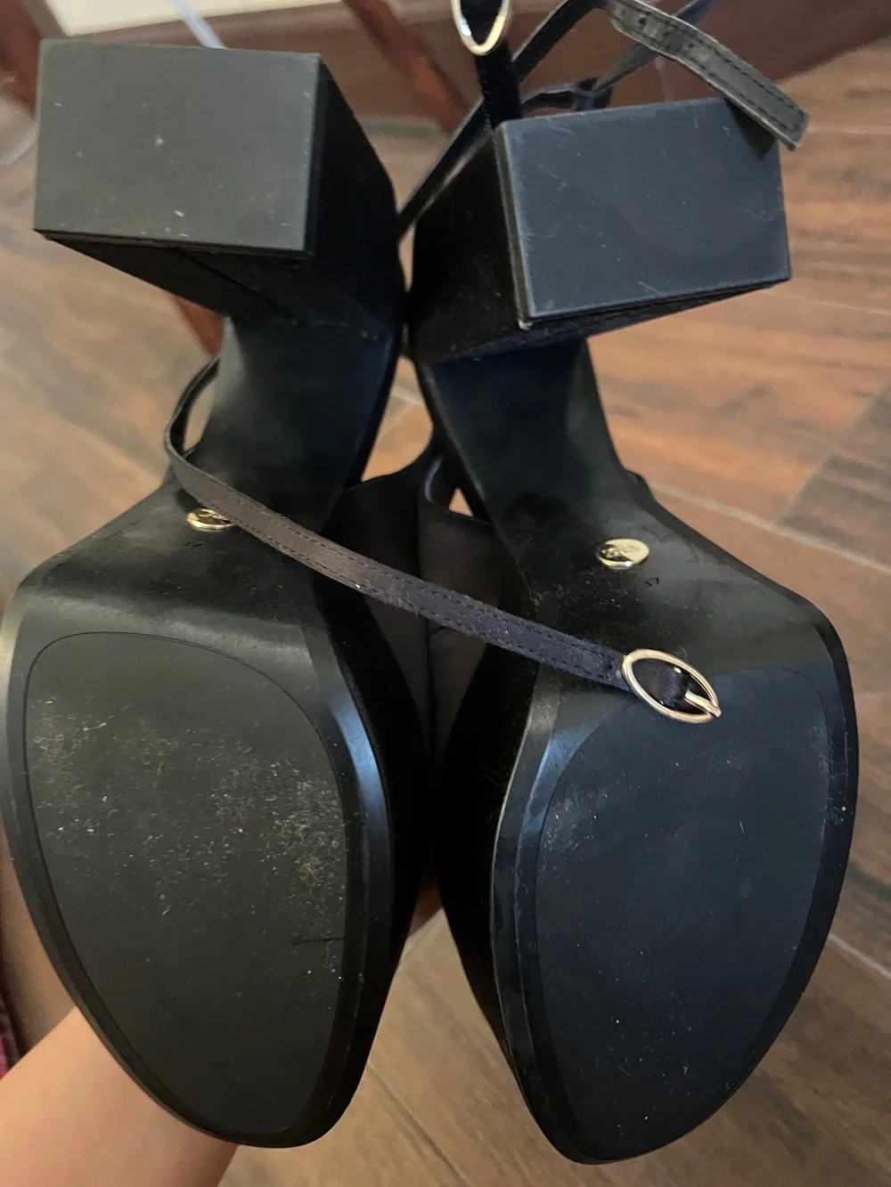 Zara Black Platform Slingback Heels